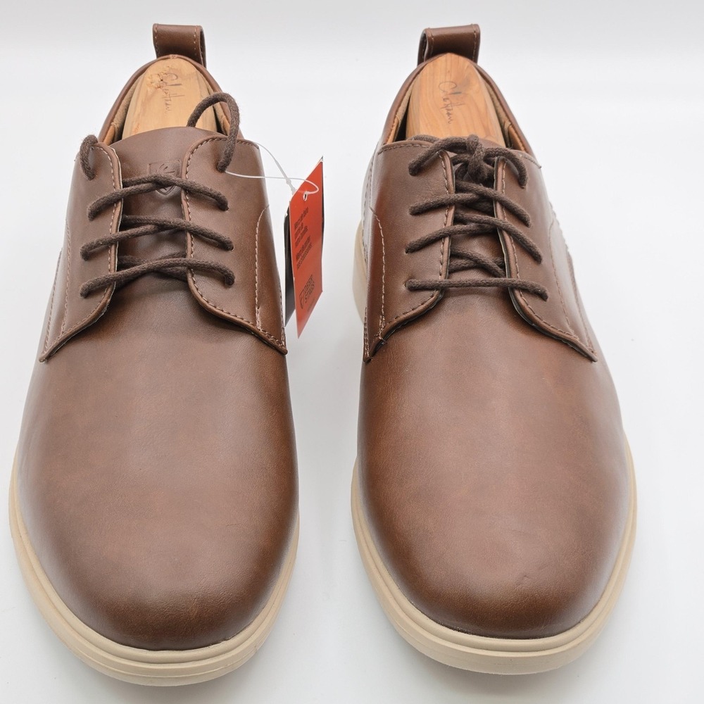 Deer Stags Shoes Mens 10 Brown Lisbon Casual Faux Leather Lace Up Comfort Padded